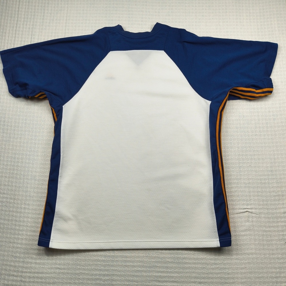 Adidas Mens XL Mesh Athletic Jersey Shirt White Navy Blue Orange 3-Stripes VTG - Picture 3 of 15